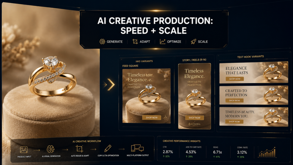 AI creative production workflow for generating and scaling ecommerce advertising creatives